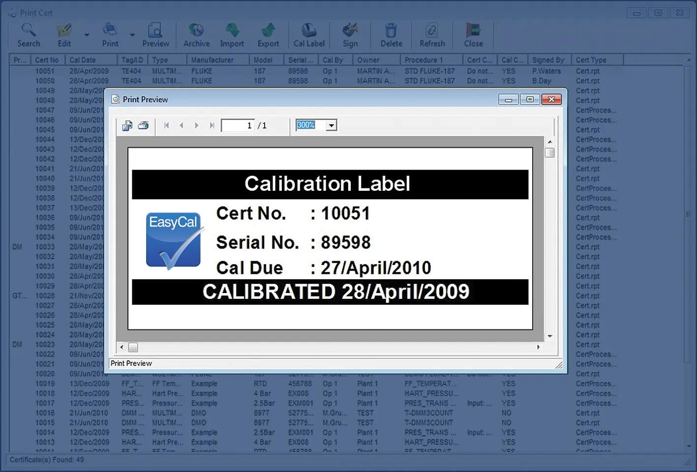 EasyCal calibration labels